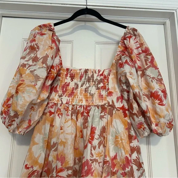 NWT Abercrombie & Fitch medium tall Emerson Poplin floral puff sleeve mini dress - Picture 8 of 9